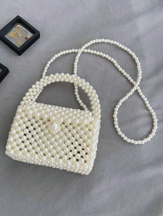1pc Beaded Handbag, Fashion Pearl Small Shoulder Bag, Spring/Summer