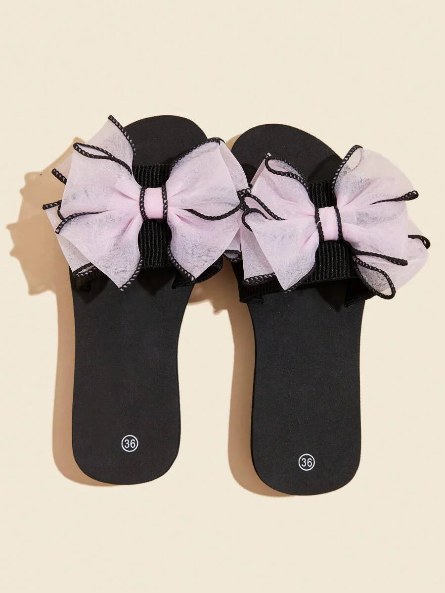 Women Bow Decor Slides, Fashion Summer Slides