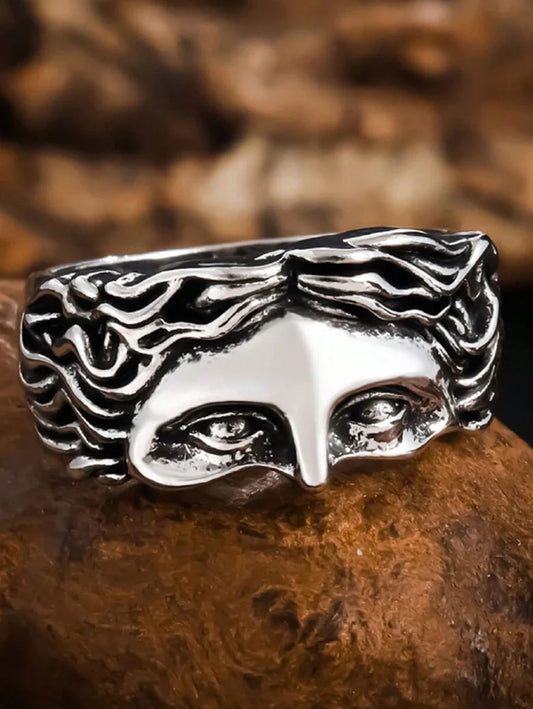 1pc Venus Half Face Ring, Exaggerated Minimalist Style Sculpture Statement Ring, Fashionable For Index Finger, Vintage European And American Style
