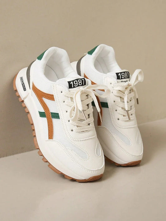 Women's Casual Outdoor Flat Sneakers, Breathable Mesh Design, Versatile And Simple,  Style, White