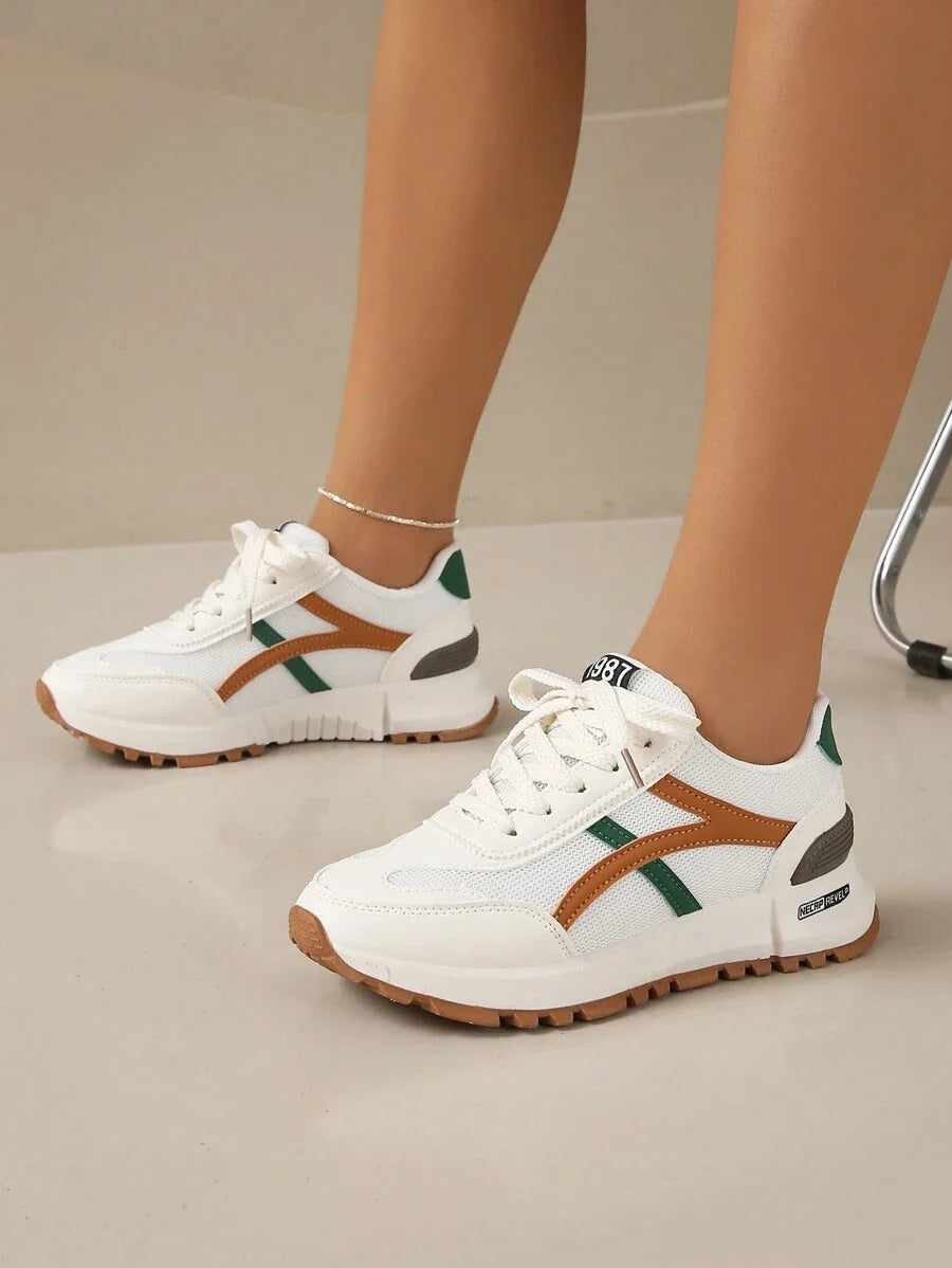 Women's Casual Outdoor Flat Sneakers, Breathable Mesh Design, Versatile And Simple,  Style, White