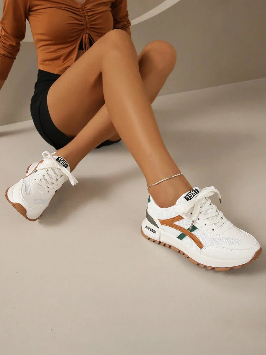 Women's Casual Outdoor Flat Sneakers, Breathable Mesh Design, Versatile And Simple,  Style, White