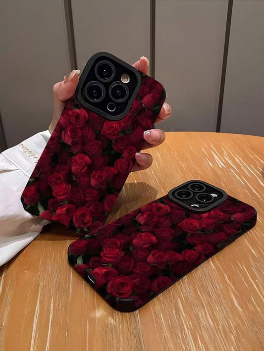 1pc Classic Vintage Delicate Rose Print Matte Anti-Drop TPU Phone Case Compatible With IPhone And Samsung