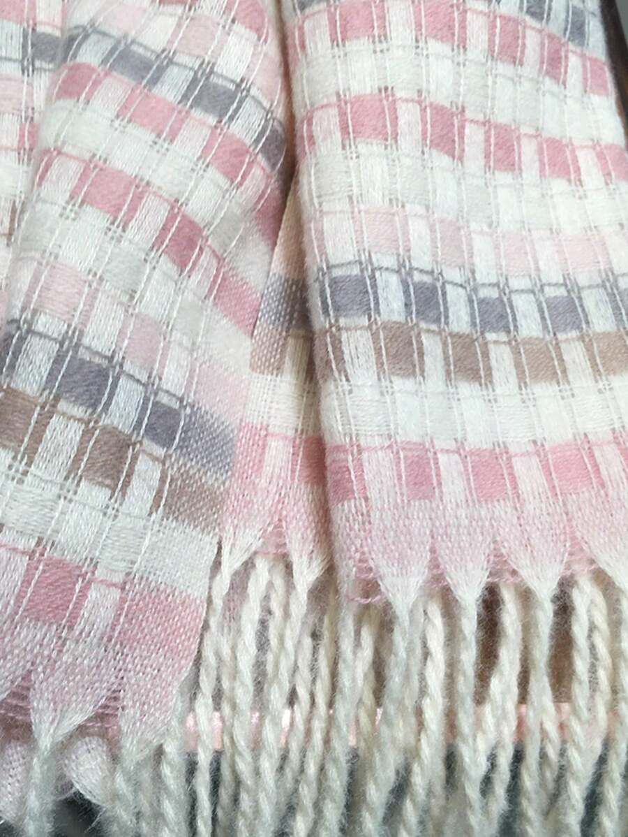 New Checkered Scarf, Thickened Winter Scarves For Women & Men, Korean Style, Warm & Versatile Christmas