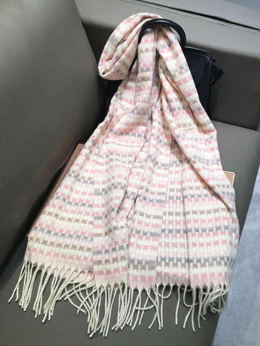 New Checkered Scarf, Thickened Winter Scarves For Women & Men, Korean Style, Warm & Versatile Christmas