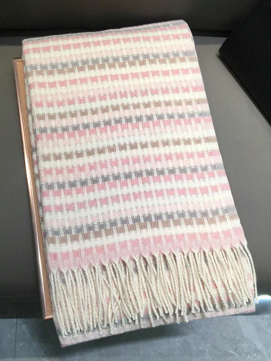 New Checkered Scarf, Thickened Winter Scarves For Women & Men, Korean Style, Warm & Versatile Christmas