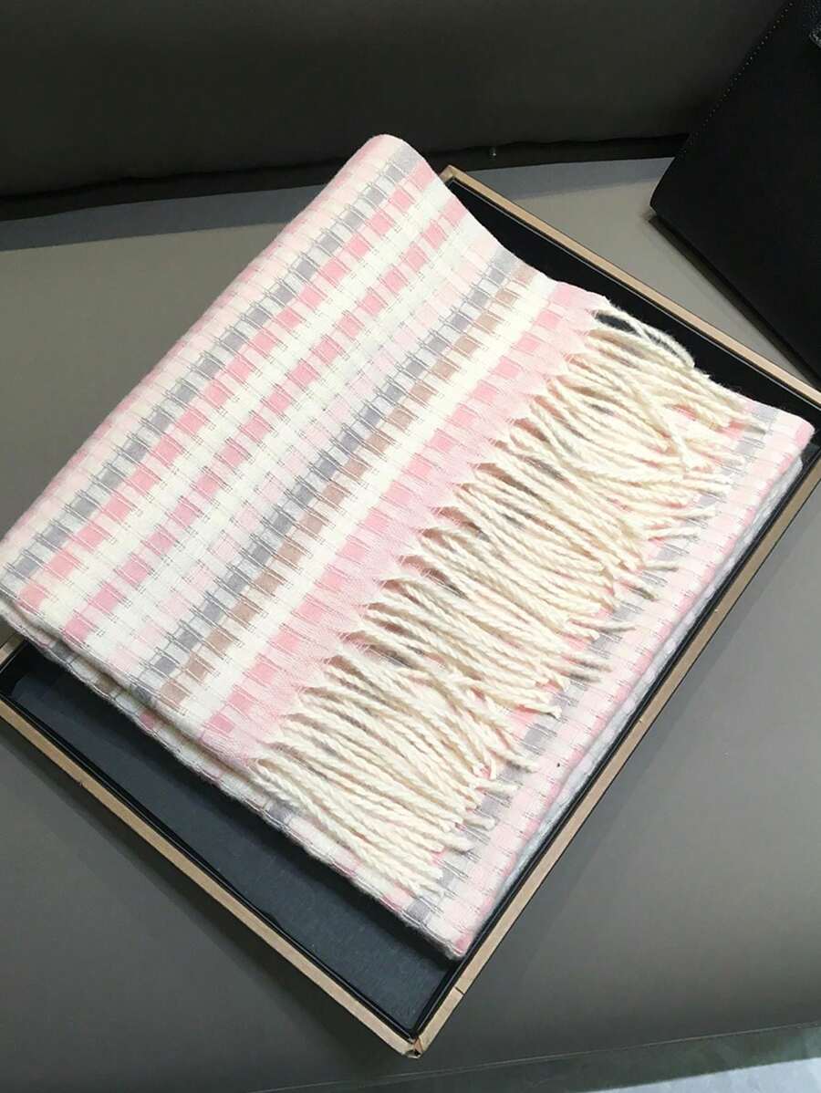 New Checkered Scarf, Thickened Winter Scarves For Women & Men, Korean Style, Warm & Versatile Christmas