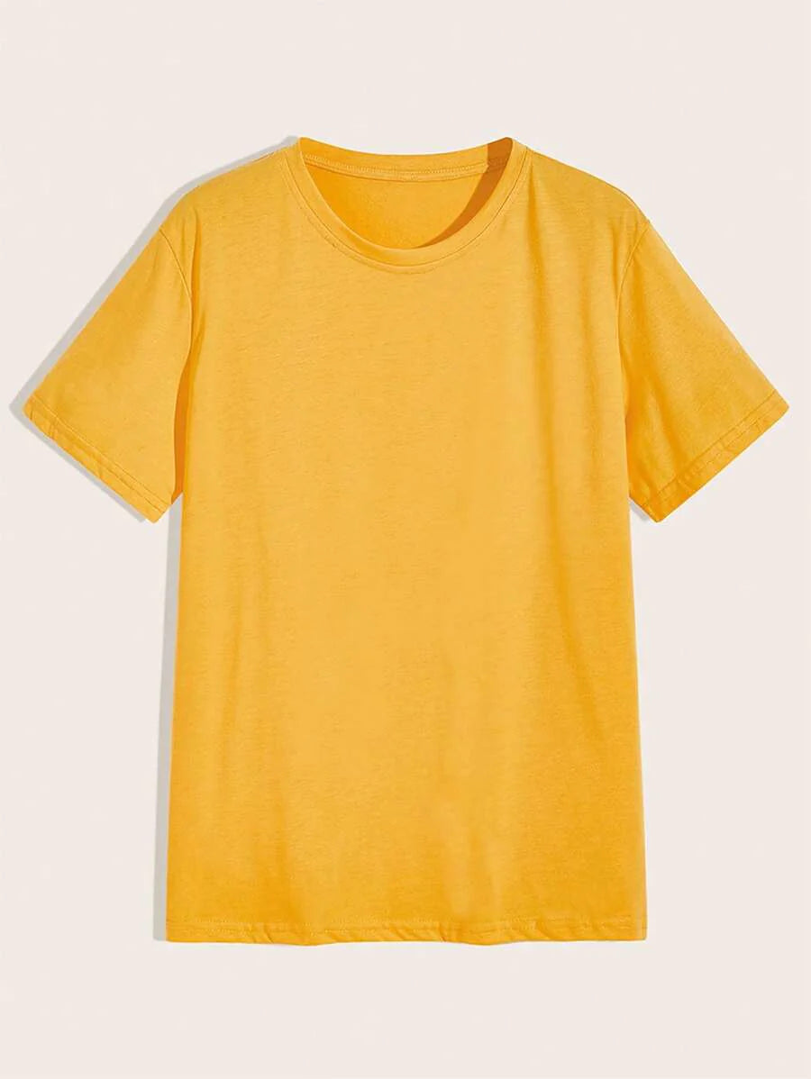 Manfinity Homme Men's Solid Color Round Neck Short Sleeve T-Shirt