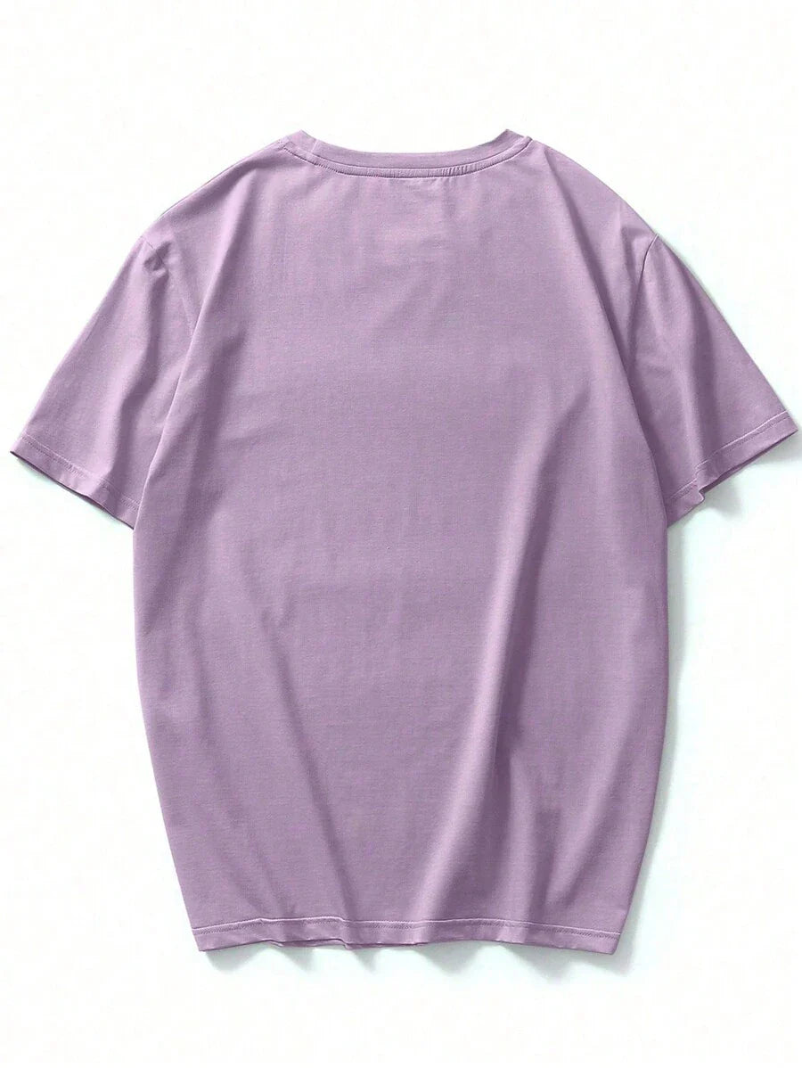 Manfinity Homme Men's Solid Color Round Neck Short Sleeve T-Shirt