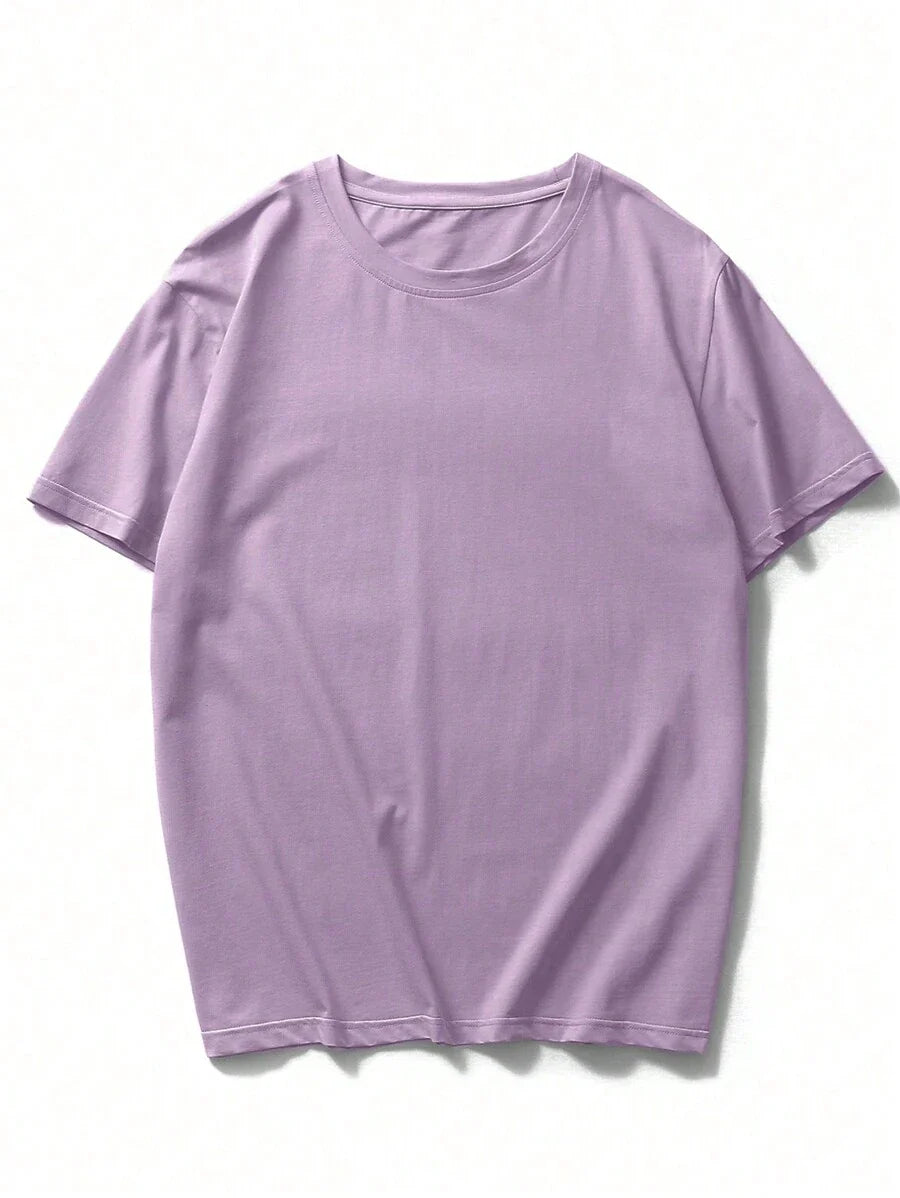 Manfinity Homme Men's Solid Color Round Neck Short Sleeve T-Shirt