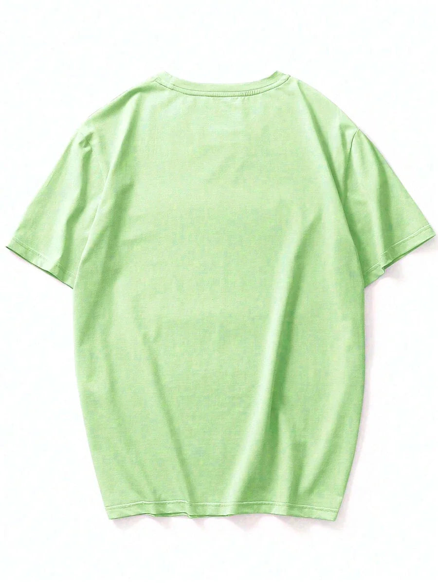 Manfinity Homme Men's Solid Color Round Neck Short Sleeve T-Shirt