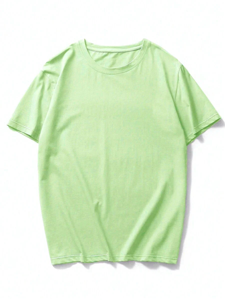Manfinity Homme Men's Solid Color Round Neck Short Sleeve T-Shirt