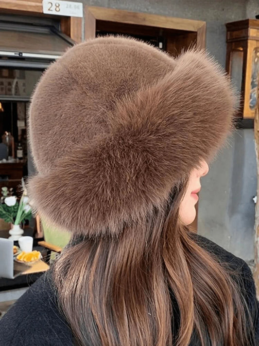 New Plush Mongolian Hat Ladies Autumn AndWinter Cold Warm Atmosphere With Cute PlushHats