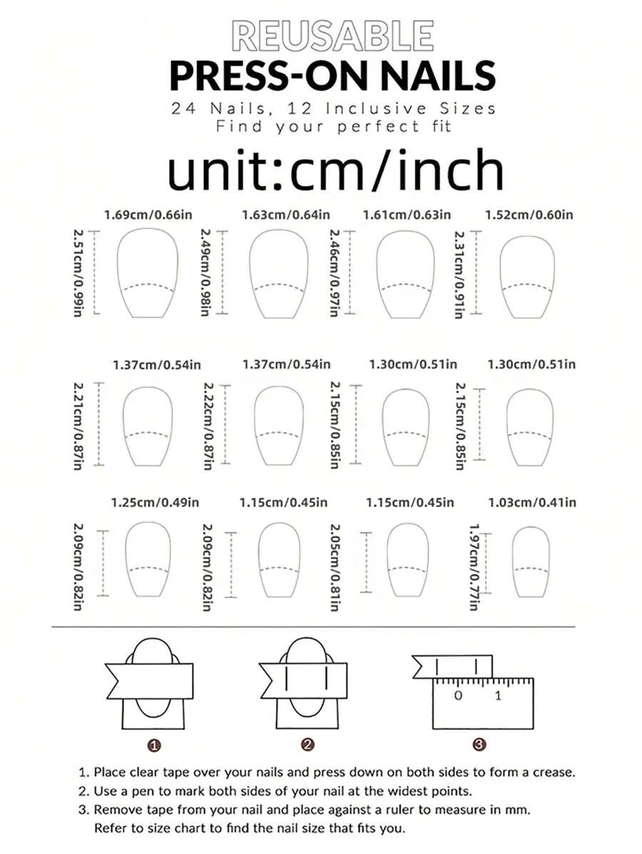 24pcs Short Ballerina Floral Print Faux Pearl & Golden Line Decorated Full Cover False Nails Set For Women & Girls Press On Nails