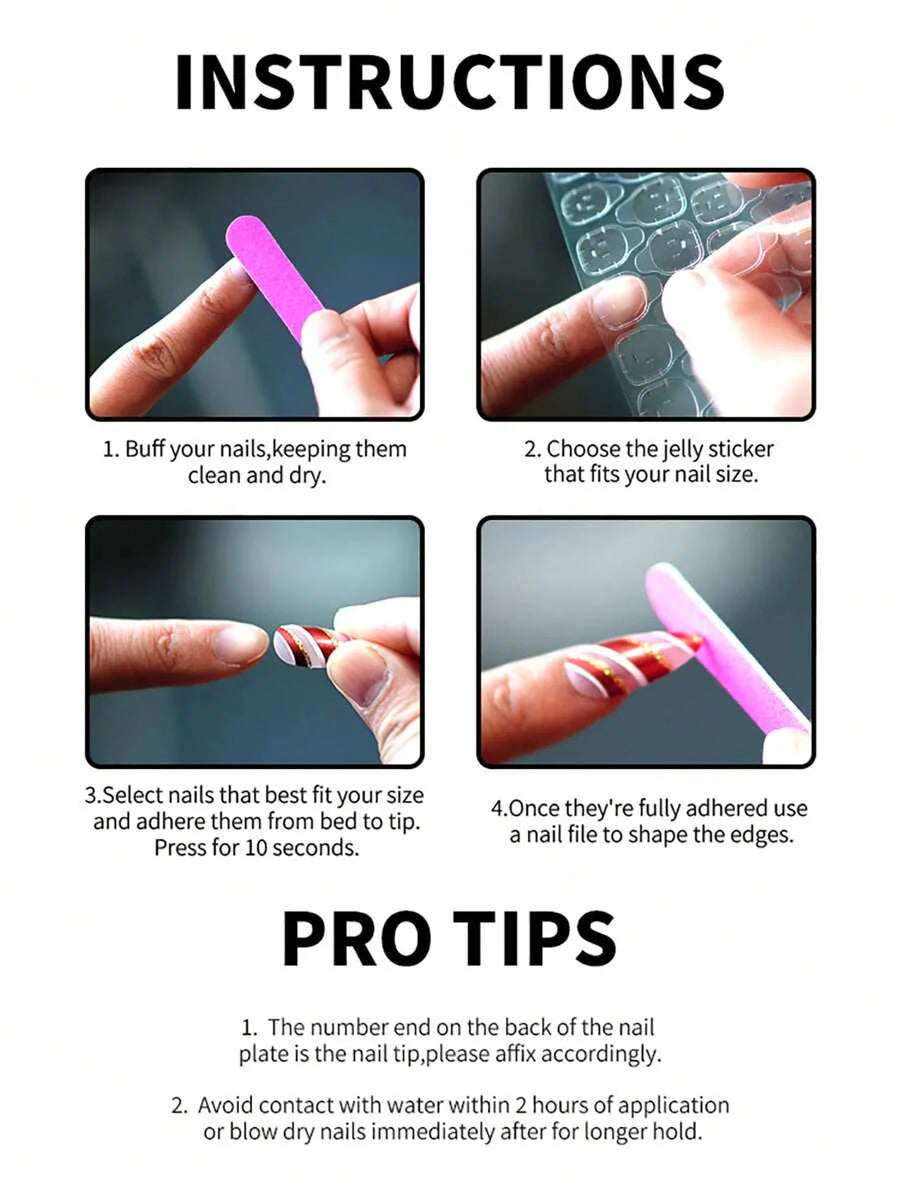 24pcs Short Ballerina Floral Print Faux Pearl & Golden Line Decorated Full Cover False Nails Set For Women & Girls Press On Nails