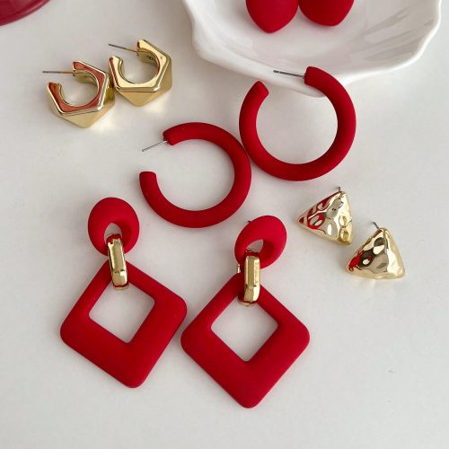 5pcs/Set Fashion Minimalist Heart Shaped Hollow Dangle Earrings Set Valentines,Mom,Mother,Mother&apos;s Day,Gift