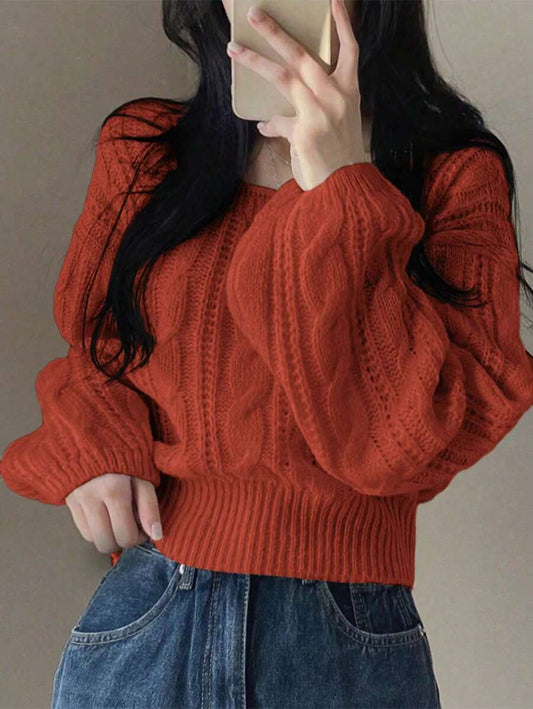 Chiquease Women Solid Color Round Neck Long Sleeve Simple Sweater, Fall Winter Casual Everyday Wear