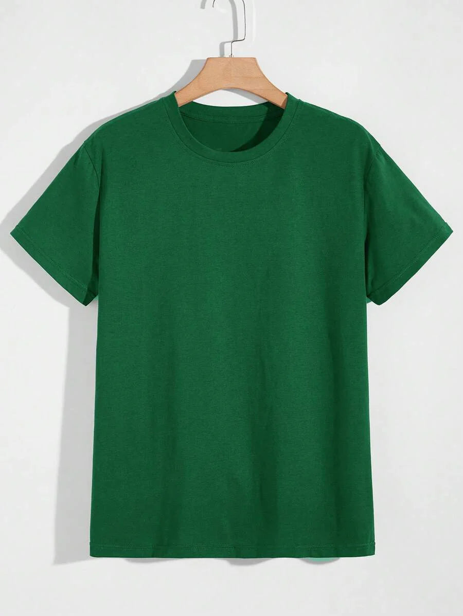 Manfinity Homme Men's Solid Color Round Neck Short Sleeve T-Shirt