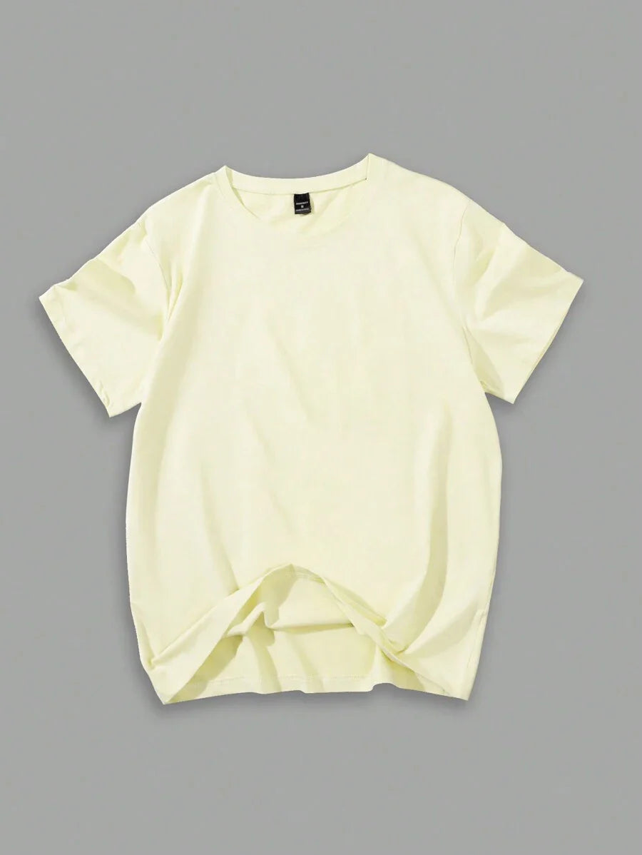 Manfinity Homme Men's Solid Color Round Neck Short Sleeve T-Shirt