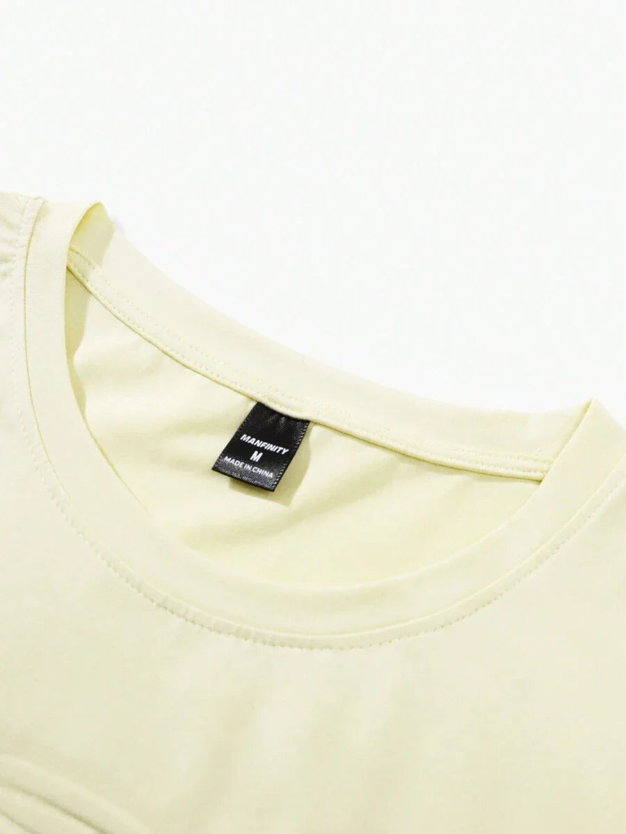 Manfinity Homme Men's Solid Color Round Neck Short Sleeve T-Shirt