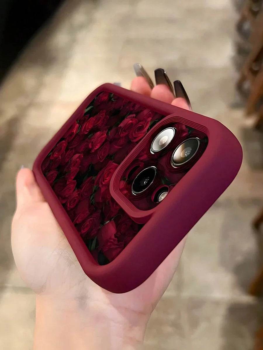 1pc Classic Vintage Delicate Rose Print Matte Anti-Drop TPU Phone Case Compatible With IPhone And Samsung