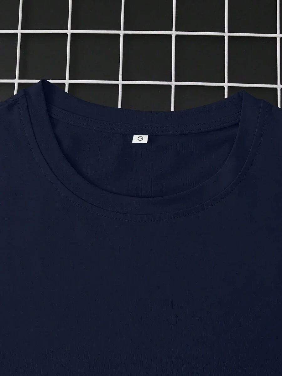 Manfinity Homme Men's Solid Color Round Neck Short Sleeve T-Shirt