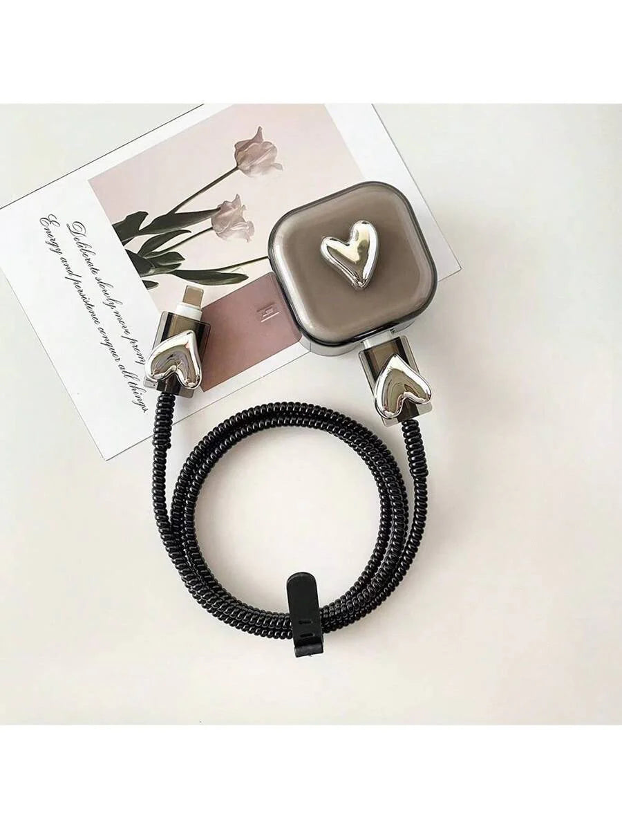 5pcs/Set Heart/Bowknot/Snake Design Cable Protector Case Compatible With IPhone, Fits 20W UK Charger, Anti-Breakage