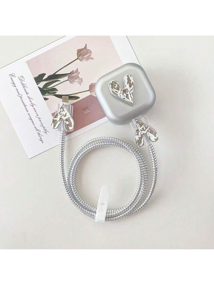 5pcs/Set Heart/Bowknot/Snake Design Cable Protector Case Compatible With IPhone, Fits 20W UK Charger, Anti-Breakage
