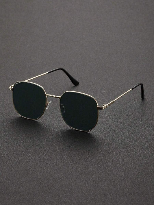 1pc Men Metal Geometric Modern Simple Style Fashion Glasses For Daily Life Tropical Beach Vacay Accessories For Summer Beach Vacation, Outdoor, Travel