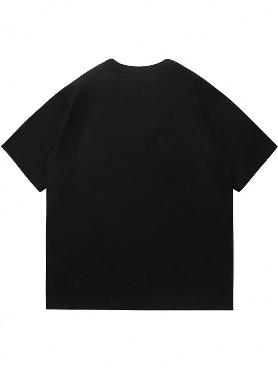 Men's Motto Print Round Neck Short Sleeve Casual Versatile T-Shirt
