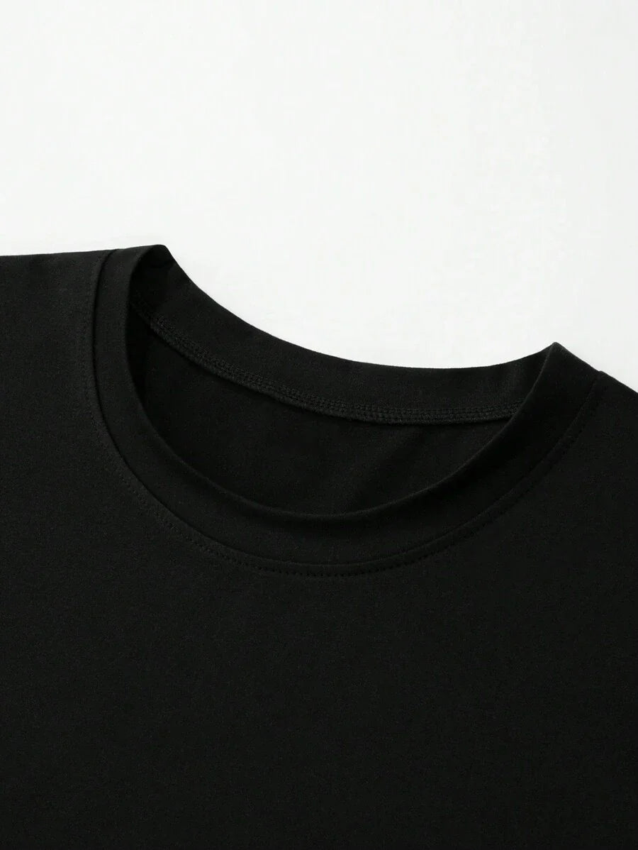 Men's Motto Print Round Neck Short Sleeve Casual Versatile T-Shirt