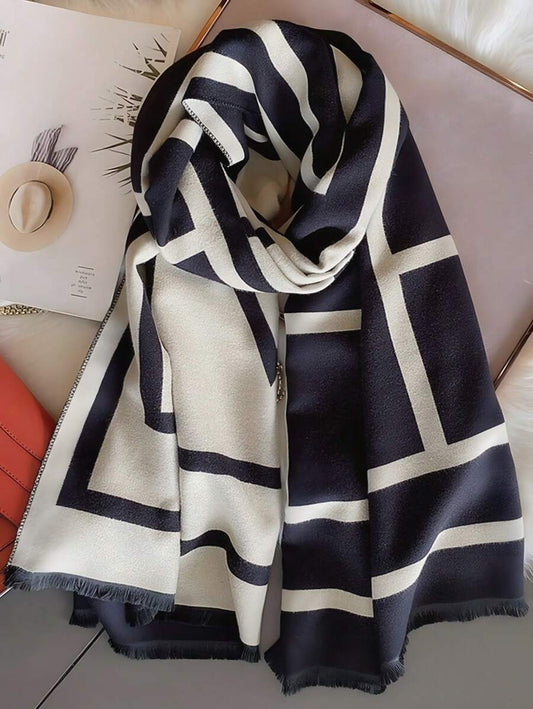 1pc High-Quality Black Scarf For Women, New Versatile Korean Style Warm Shawl Wrap, Suitable For Unisex Winter Use