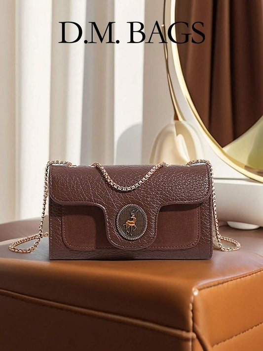 Vintage Fashion Women's Shoulder Bag, Elegant Chain Crossbody Bag, Compact Textured Leather Phone Pouch