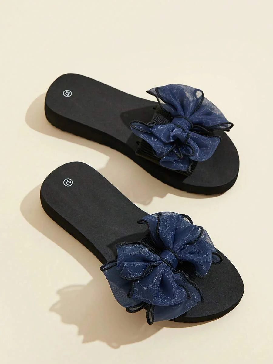 Women Bow Decor Slides, Fashion Summer Slides