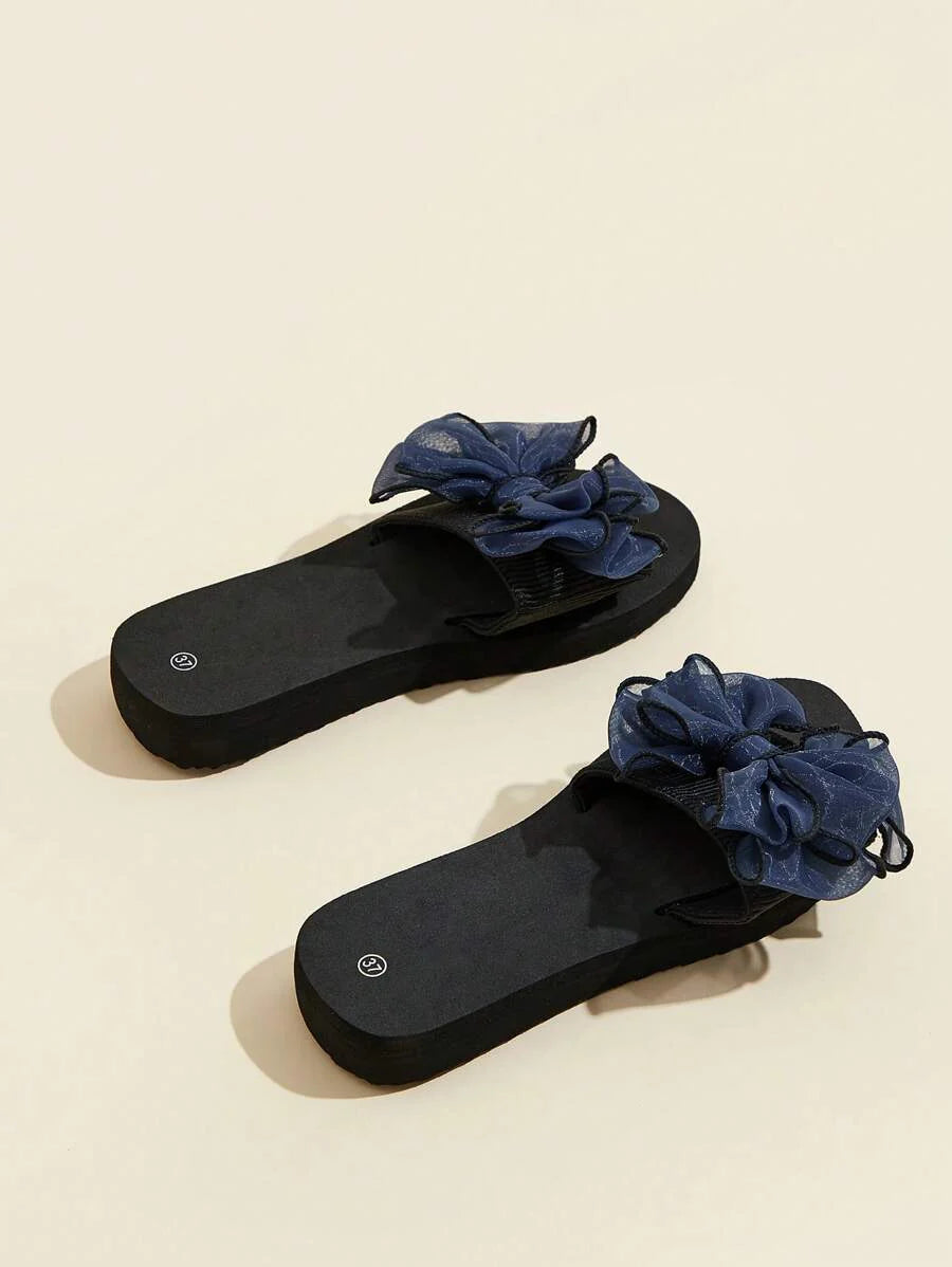 Women Bow Decor Slides, Fashion Summer Slides