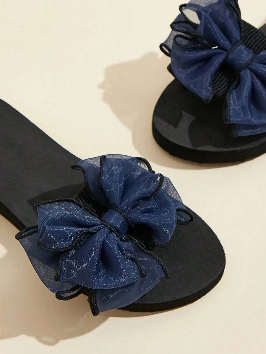 Women Bow Decor Slides, Fashion Summer Slides