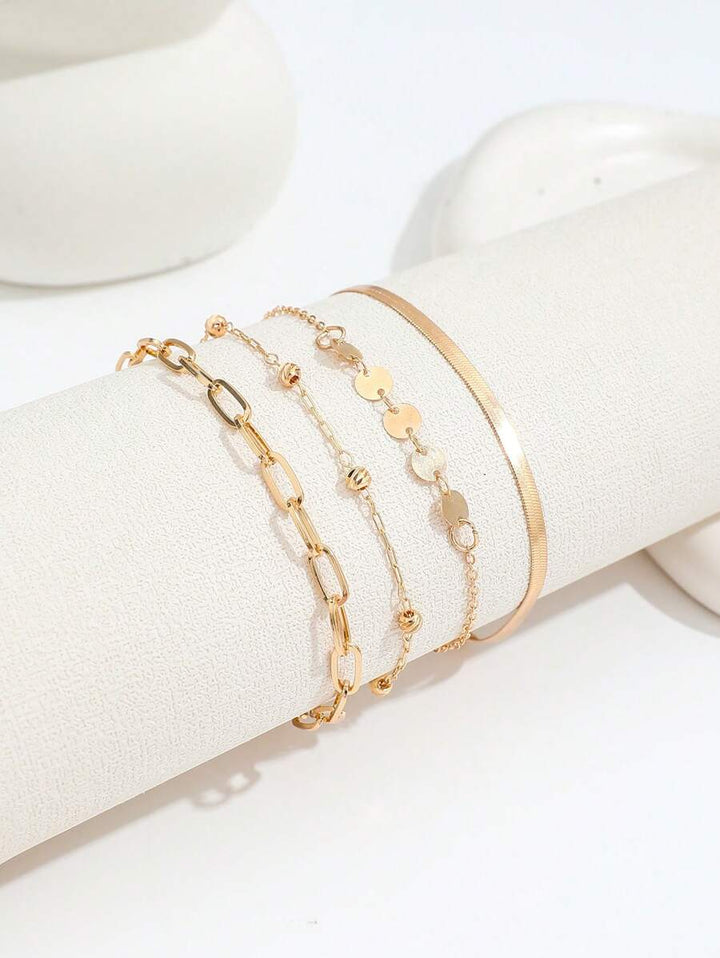4pcs/set Rhinestone Decor Bracelet