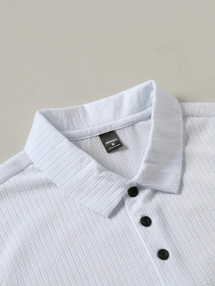 Manfinity Homme Men's Summer Solid Short Sleeve Casual Polo Shirt For Commute
