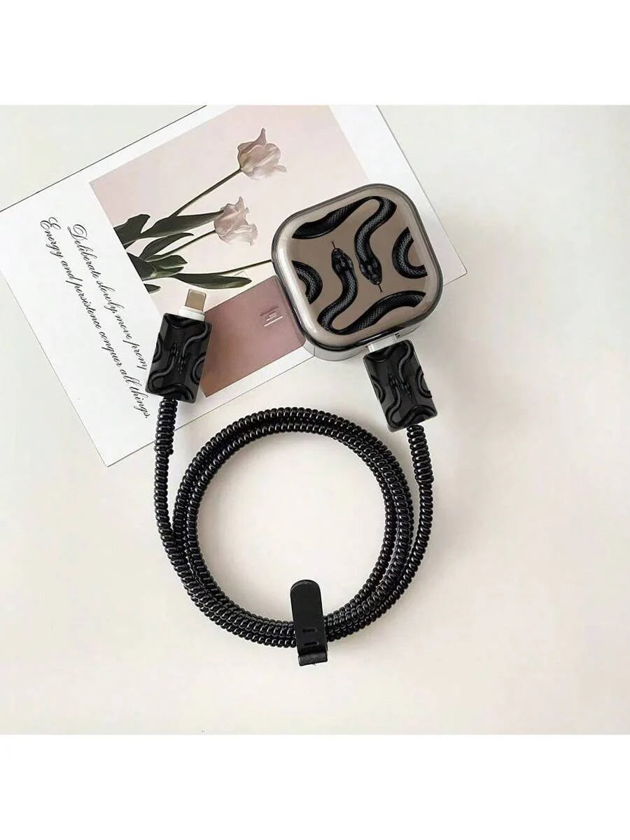 5pcs/Set Heart/Bowknot/Snake Design Cable Protector Case Compatible With IPhone, Fits 20W UK Charger, Anti-Breakage