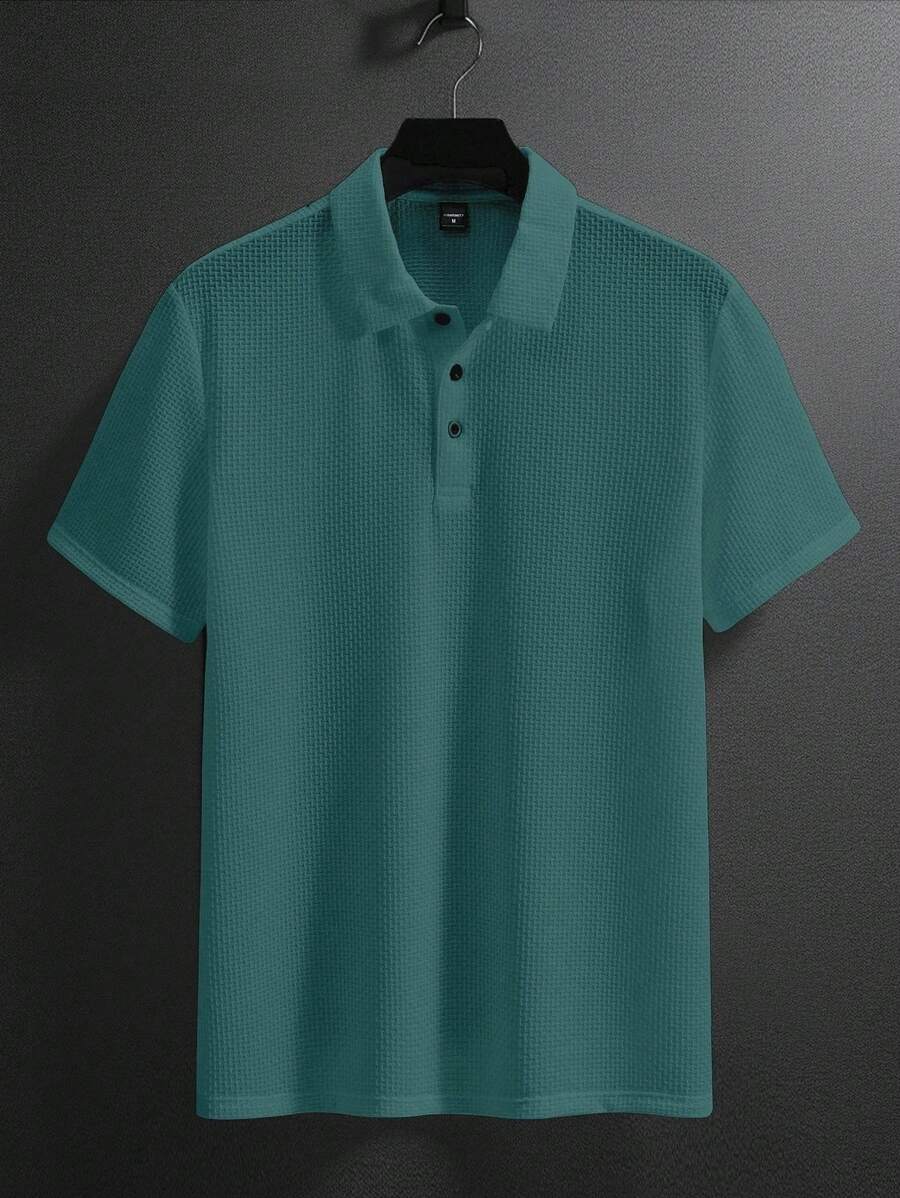Manfinity Homme Men's Summer Solid Short Sleeve Casual Polo Shirt For Commute