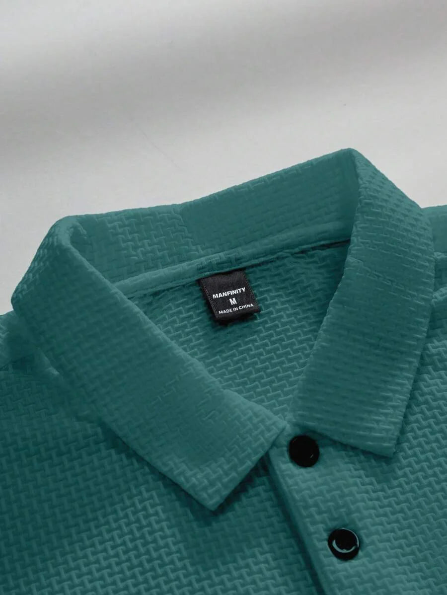 Manfinity Homme Men's Summer Solid Short Sleeve Casual Polo Shirt For Commute