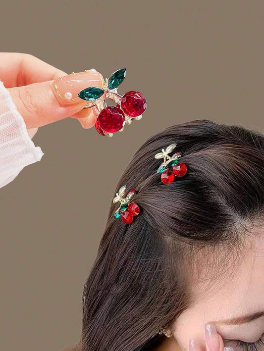 20pcs/10pcs/6pcs/4pcs/2pcs/1pc Cute Mini Cherry Claw Hair Clips, Compact & Adorable Hair Accessories, Random Colors, Great Party Favors Hair Jaw Clip Hair Clamps Hair Clutch Hair Catcher Clip