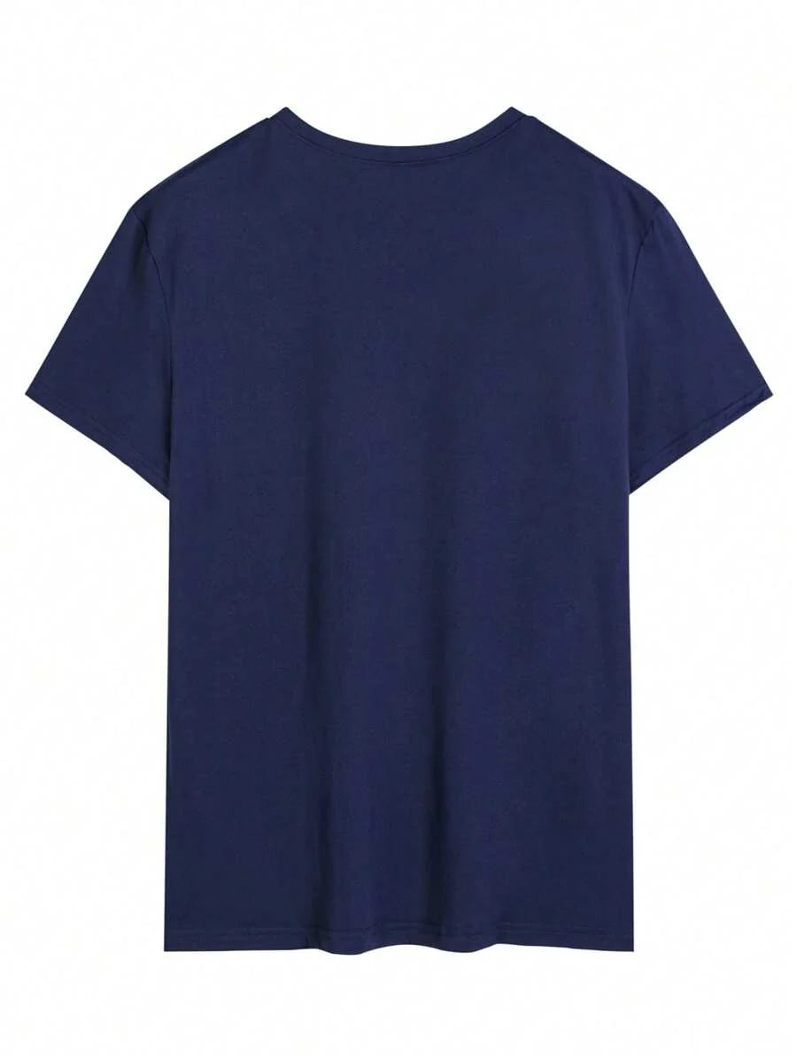 Men's Motto Print Round Neck Short Sleeve Casual Versatile T-Shirt