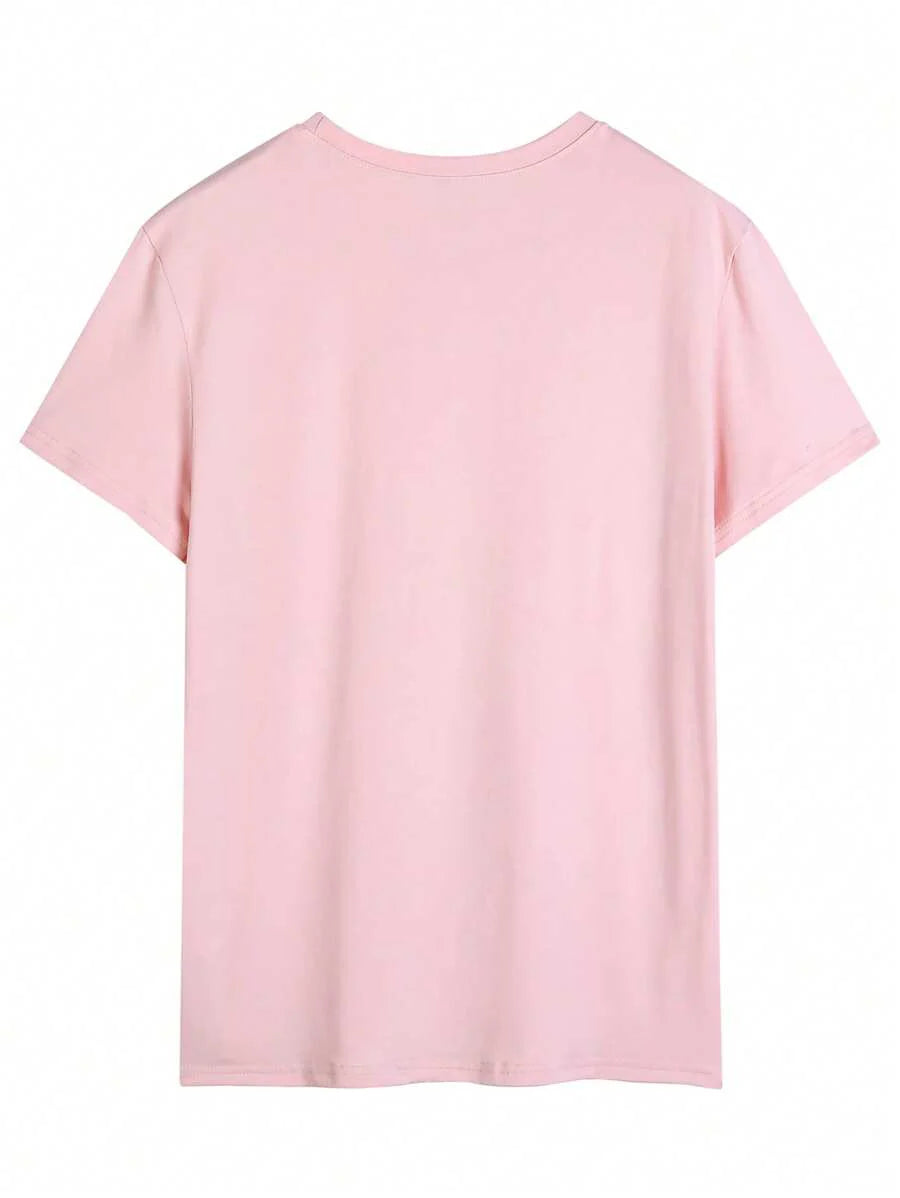 Men's Motto Print Round Neck Short Sleeve Casual Versatile T-Shirt