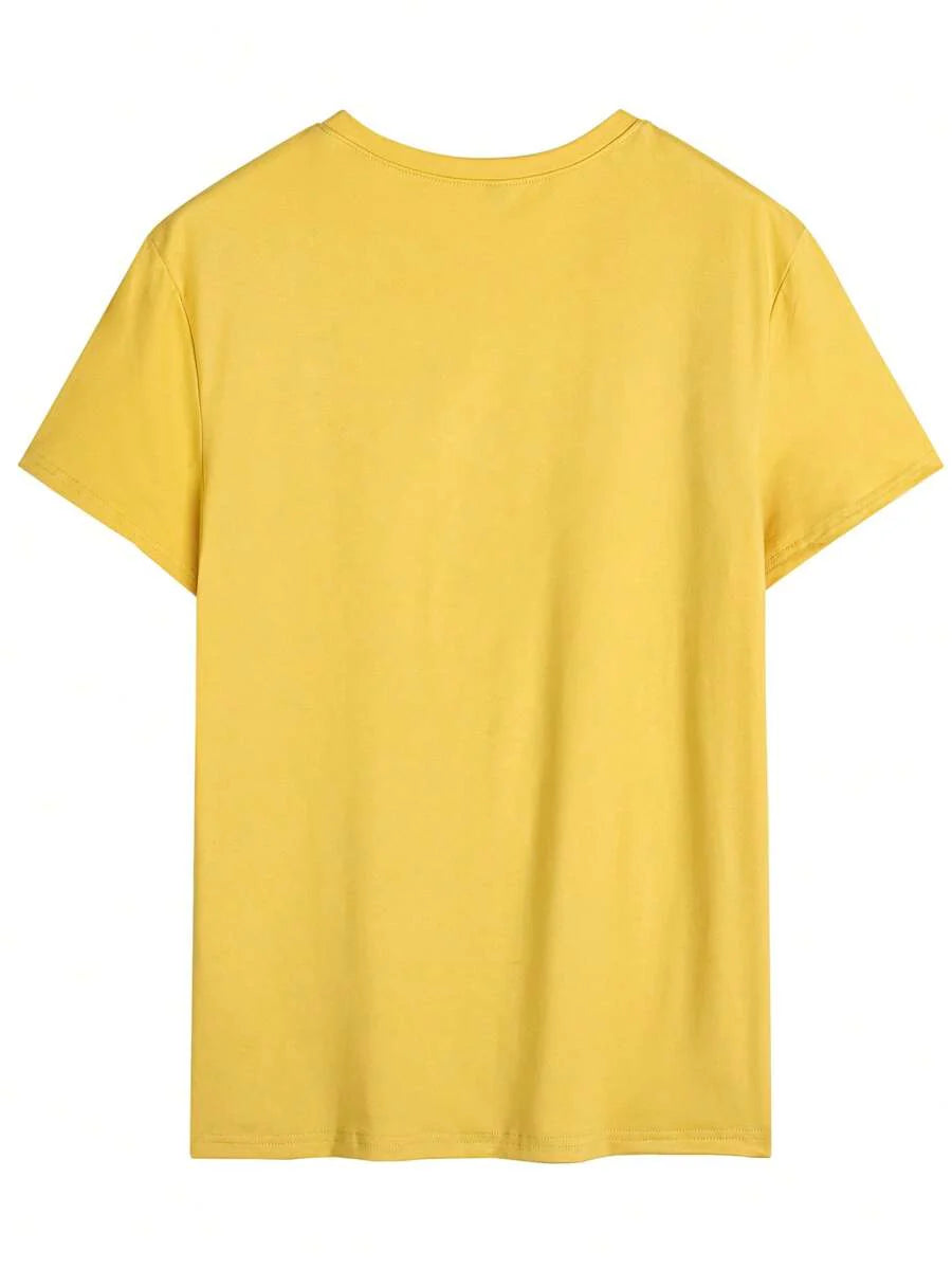Men's Motto Print Round Neck Short Sleeve Casual Versatile T-Shirt