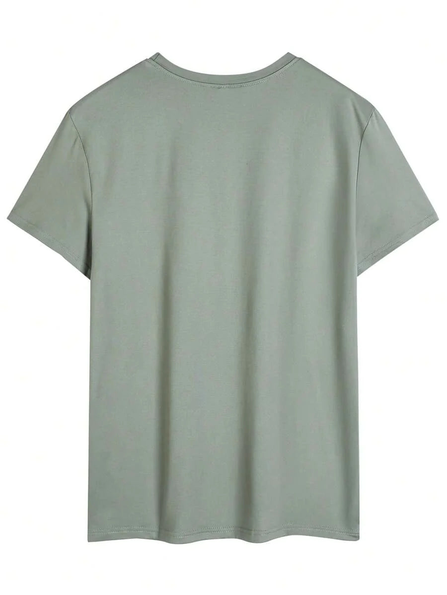 Men's Motto Print Round Neck Short Sleeve Casual Versatile T-Shirt